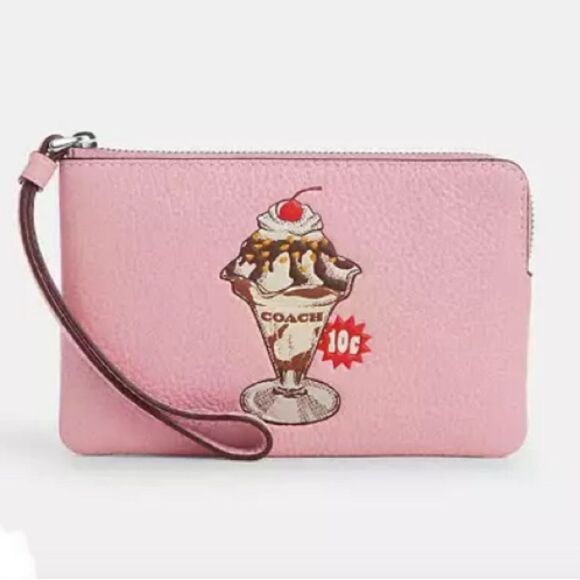 Coach Boardwalk Corner Zip Wristlet With Sundae Graphic Wallet Bag Purse - Picture 6 of 9